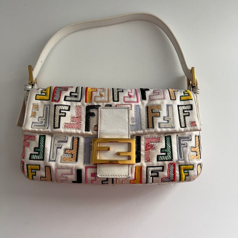 Vintage Fendi Multi Color Embroidered FF Baguette - Picture 7 of 7